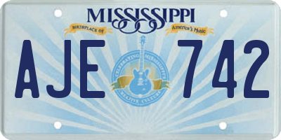 MS license plate AJE742