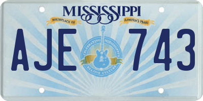 MS license plate AJE743