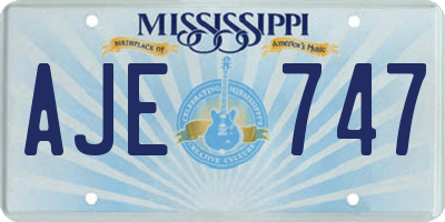 MS license plate AJE747