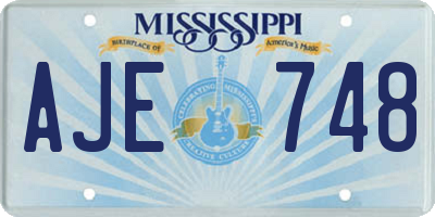 MS license plate AJE748