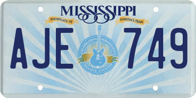 MS license plate AJE749