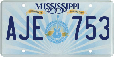 MS license plate AJE753