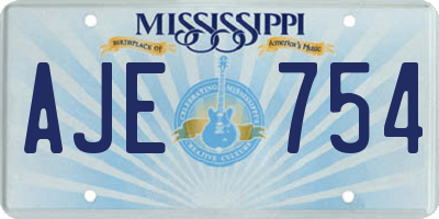 MS license plate AJE754