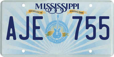 MS license plate AJE755