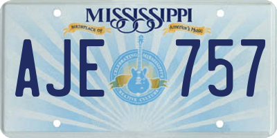 MS license plate AJE757
