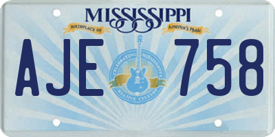 MS license plate AJE758