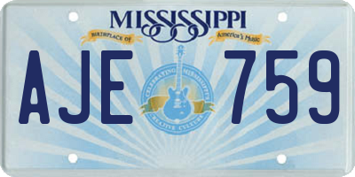 MS license plate AJE759