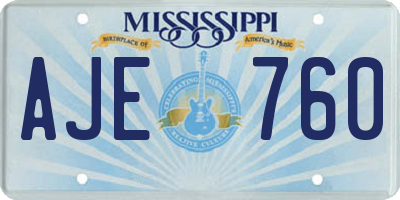 MS license plate AJE760