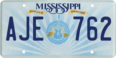 MS license plate AJE762