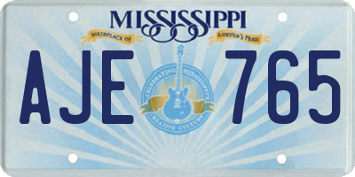 MS license plate AJE765