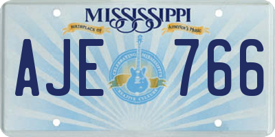MS license plate AJE766
