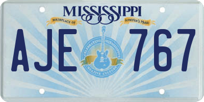 MS license plate AJE767
