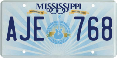MS license plate AJE768