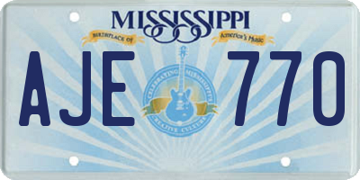 MS license plate AJE770
