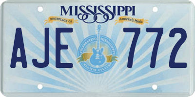 MS license plate AJE772