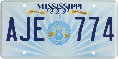MS license plate AJE774