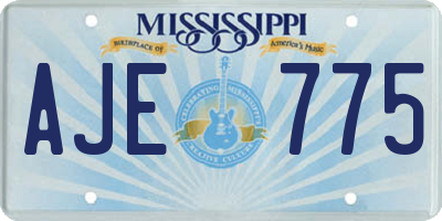 MS license plate AJE775