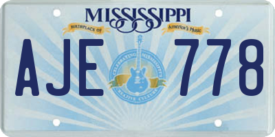 MS license plate AJE778