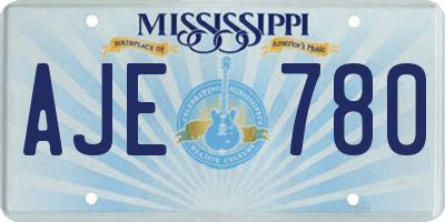 MS license plate AJE780
