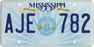 MS license plate AJE782