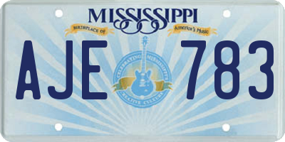 MS license plate AJE783