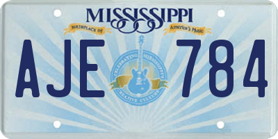 MS license plate AJE784