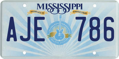 MS license plate AJE786