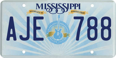 MS license plate AJE788