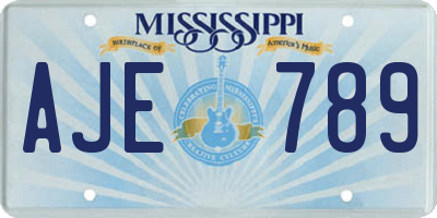 MS license plate AJE789