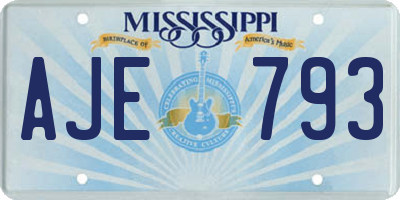 MS license plate AJE793