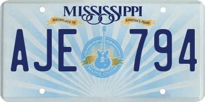 MS license plate AJE794