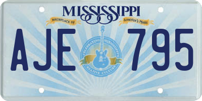 MS license plate AJE795