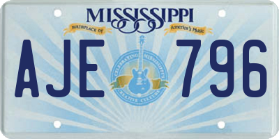 MS license plate AJE796