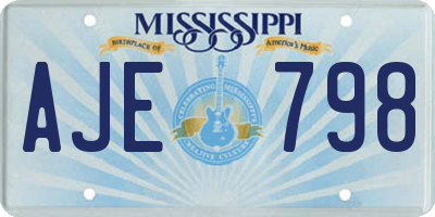 MS license plate AJE798