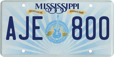 MS license plate AJE800