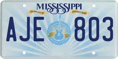 MS license plate AJE803