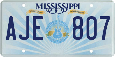 MS license plate AJE807