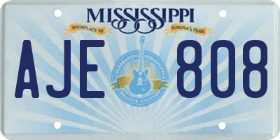 MS license plate AJE808