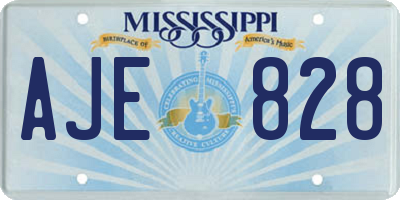 MS license plate AJE828