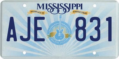 MS license plate AJE831
