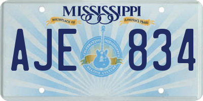 MS license plate AJE834