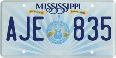 MS license plate AJE835