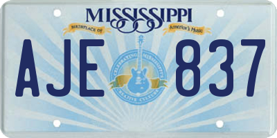 MS license plate AJE837