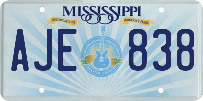 MS license plate AJE838
