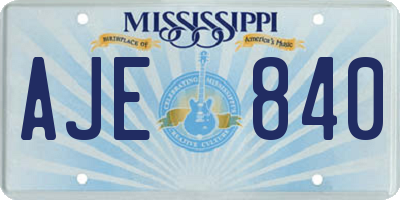 MS license plate AJE840