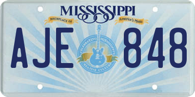 MS license plate AJE848