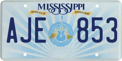 MS license plate AJE853