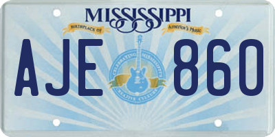 MS license plate AJE860