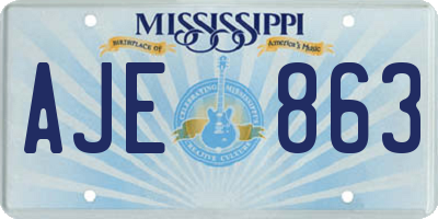 MS license plate AJE863