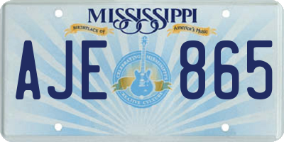 MS license plate AJE865